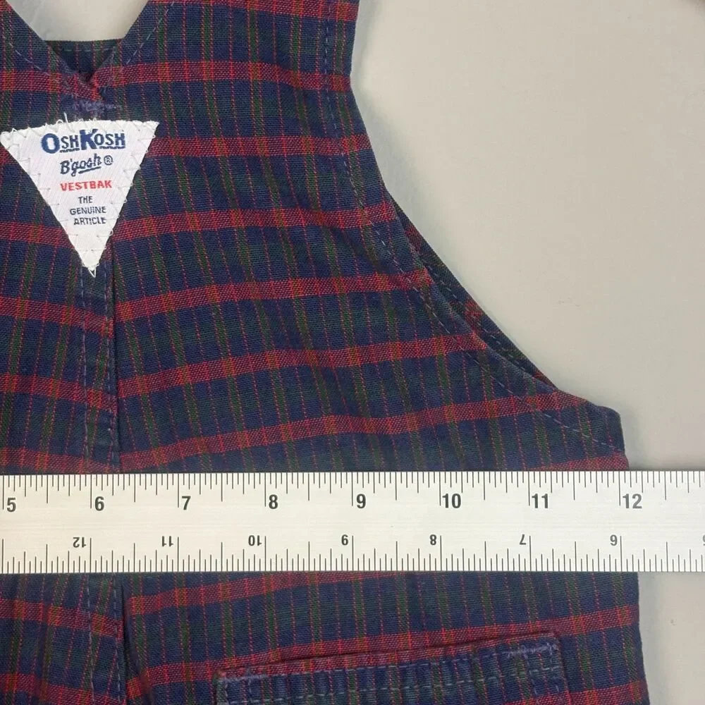 Vintage OshKosh B'gosh Overalls Unisex 2T Red Blue Plaid Vestbak Made in USA